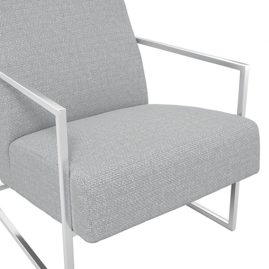 Dove Grey Tweed Fabric Upholstered Accent Chair with Silver Metal Frame