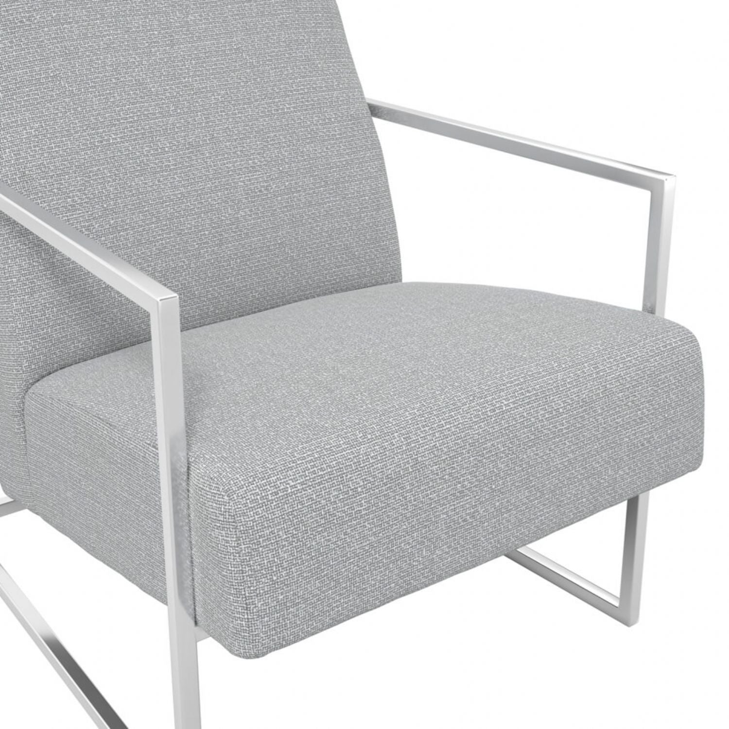 Dove Grey Tweed Fabric Upholstered Accent Chair with Silver Metal Frame