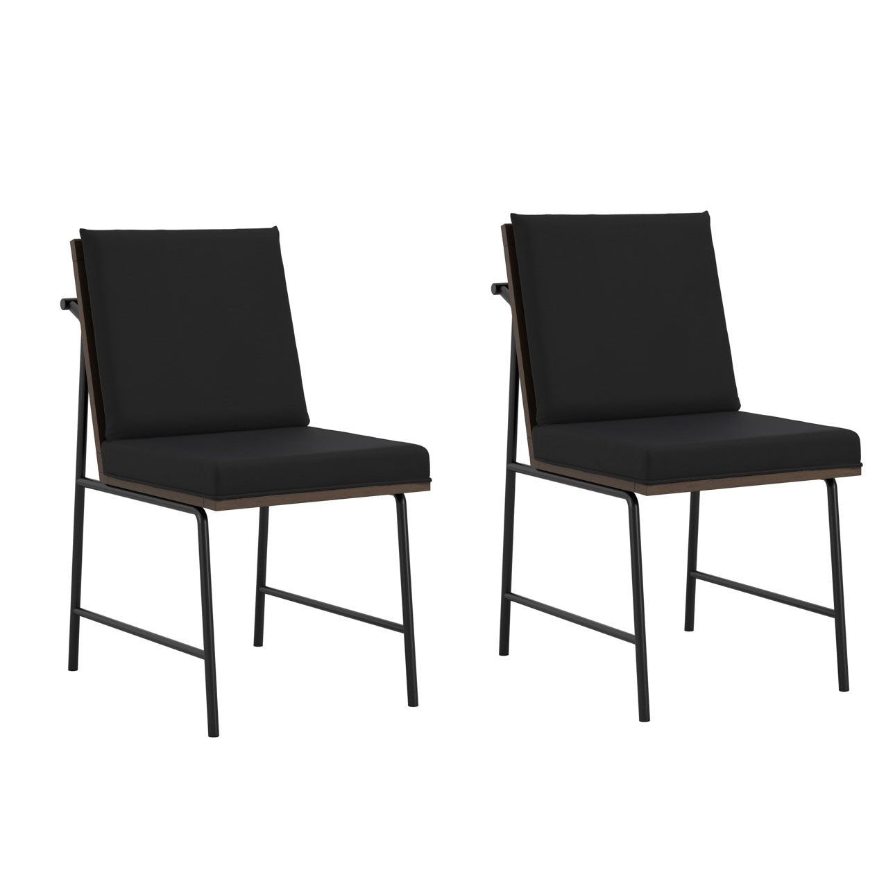 Black Dining Chair with Cushioned Seat and Slatted Back