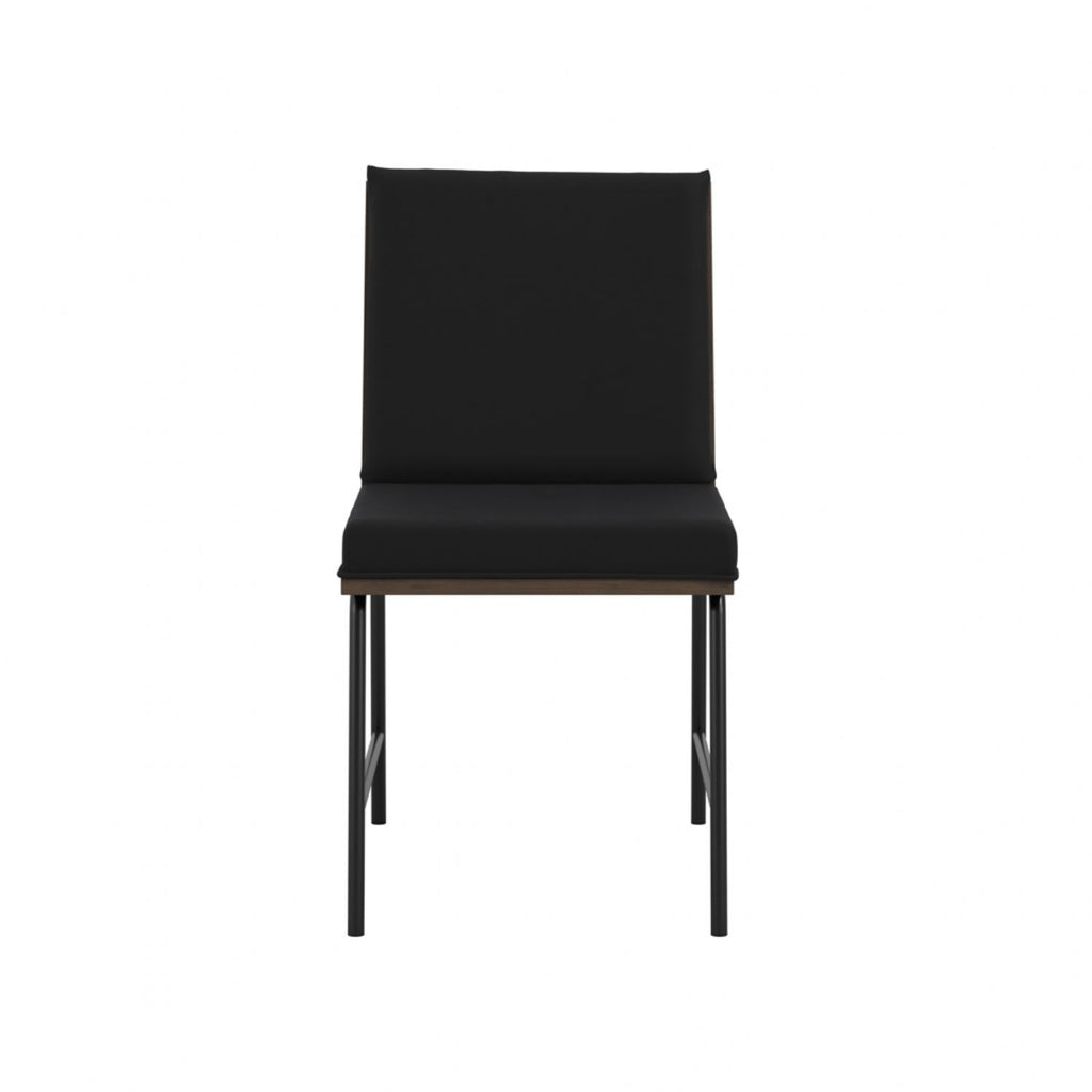 Black Dining Chair with Cushioned Seat and Slatted Back
