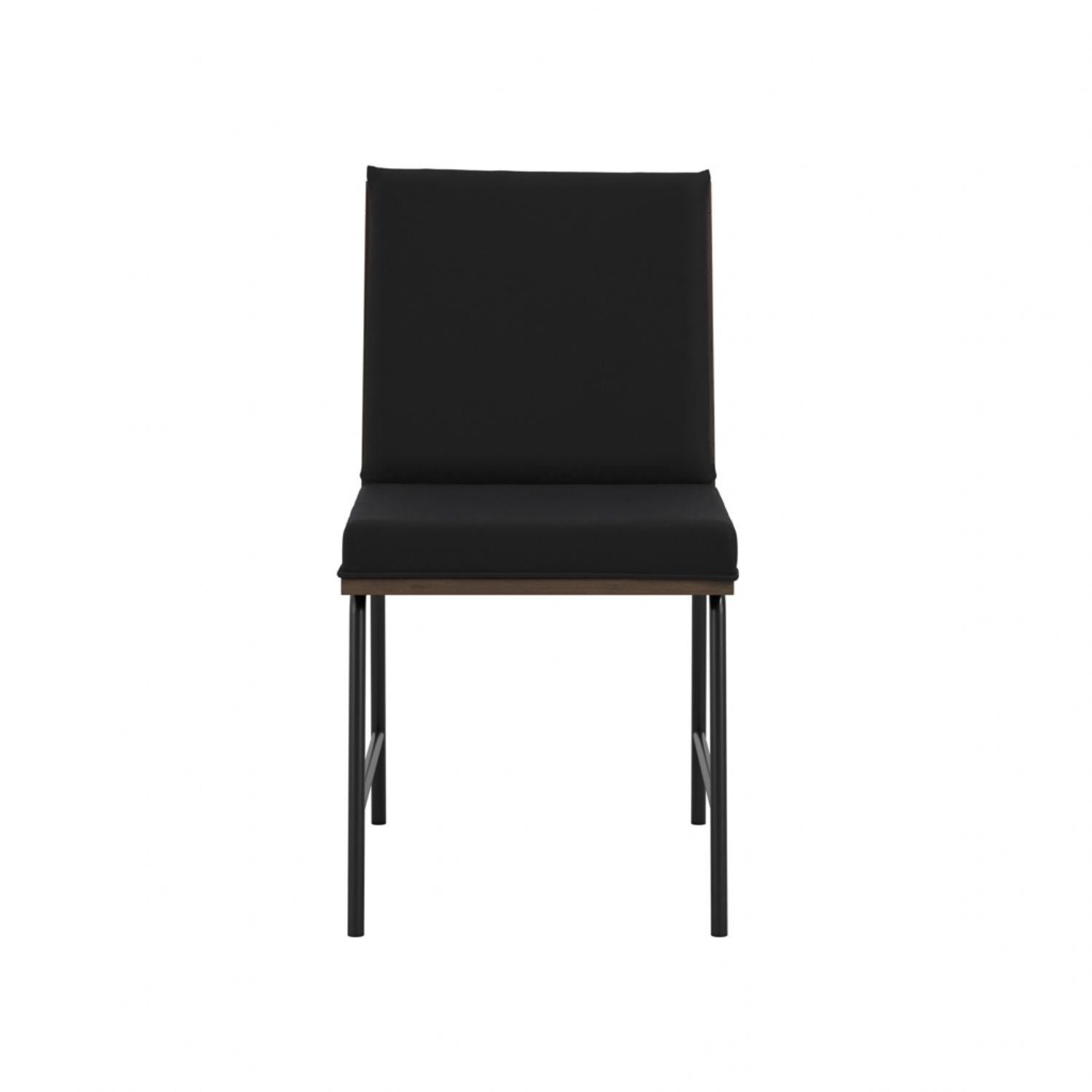 Black Dining Chair with Cushioned Seat and Slatted Back