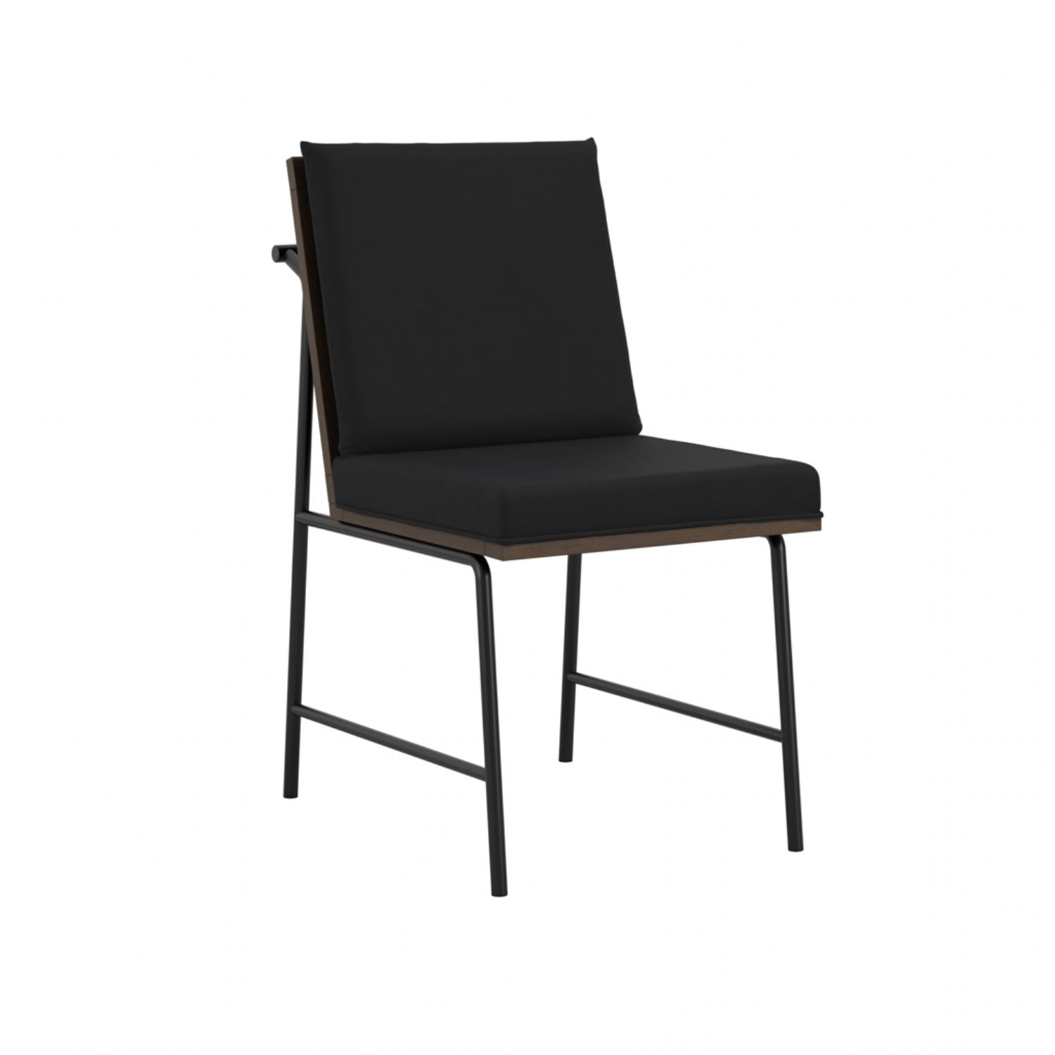 Black Dining Chair with Cushioned Seat and Slatted Back