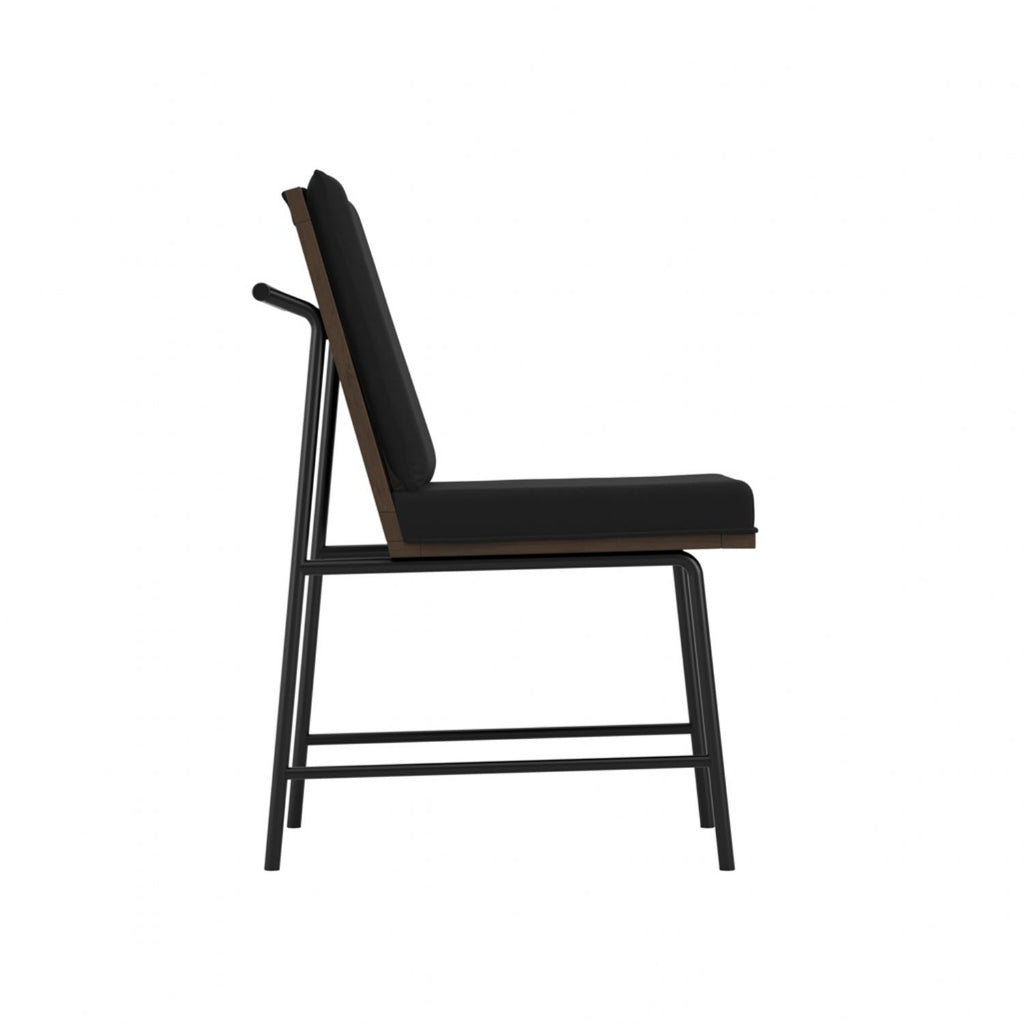 Black Dining Chair with Cushioned Seat and Slatted Back