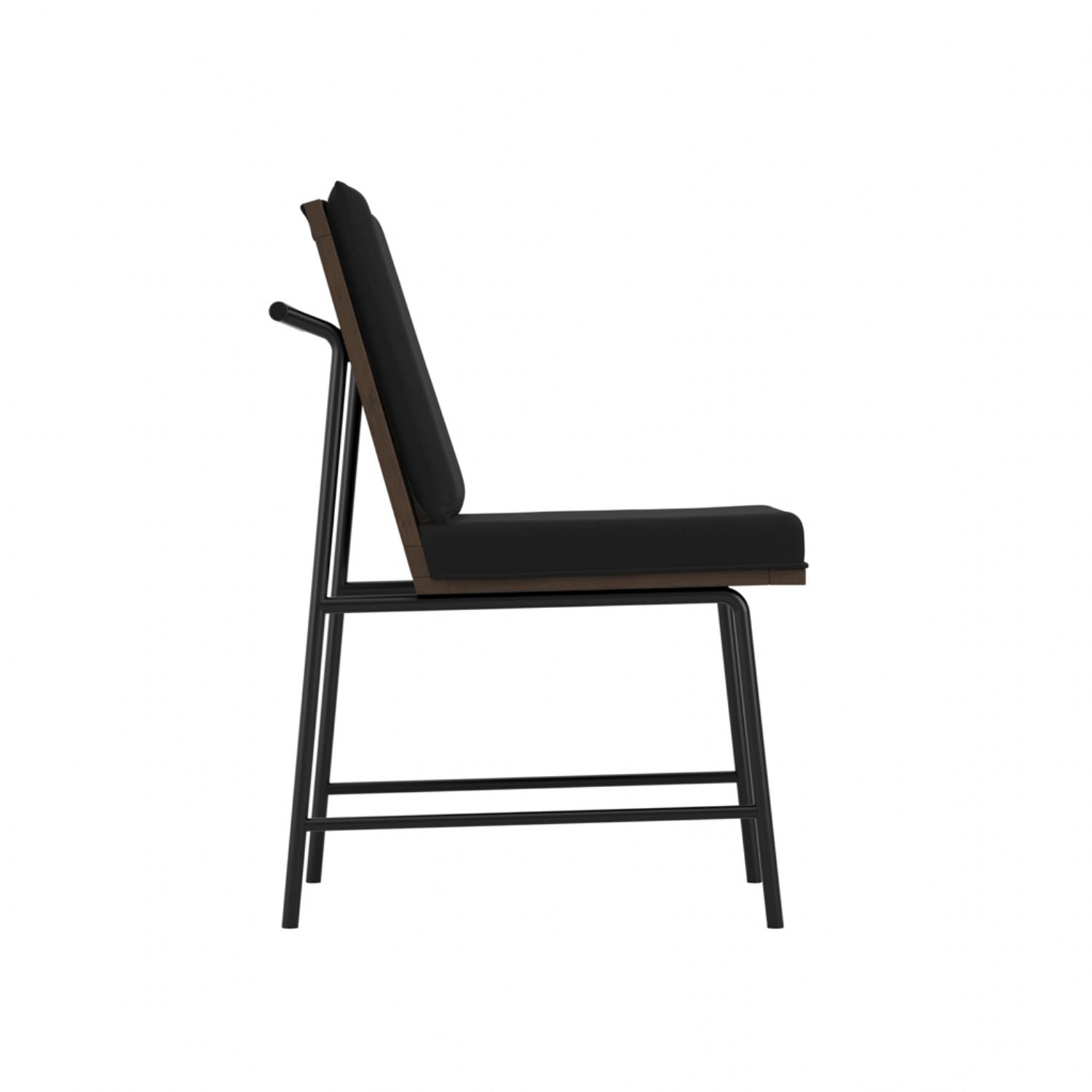 Black Dining Chair with Cushioned Seat and Slatted Back
