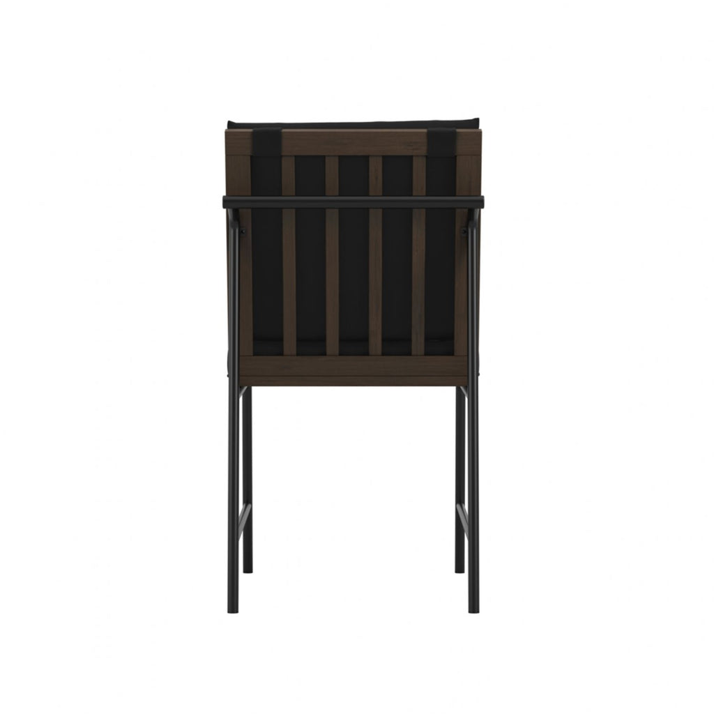Black Dining Chair with Cushioned Seat and Slatted Back
