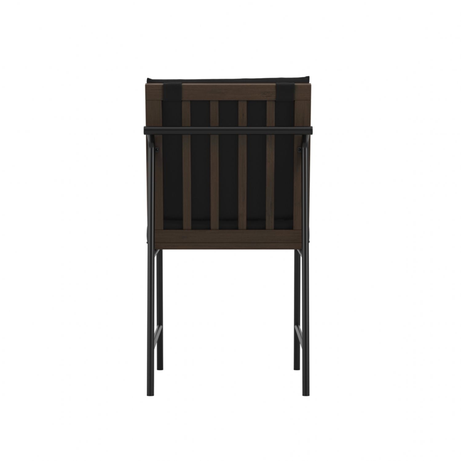 Black Dining Chair with Cushioned Seat and Slatted Back