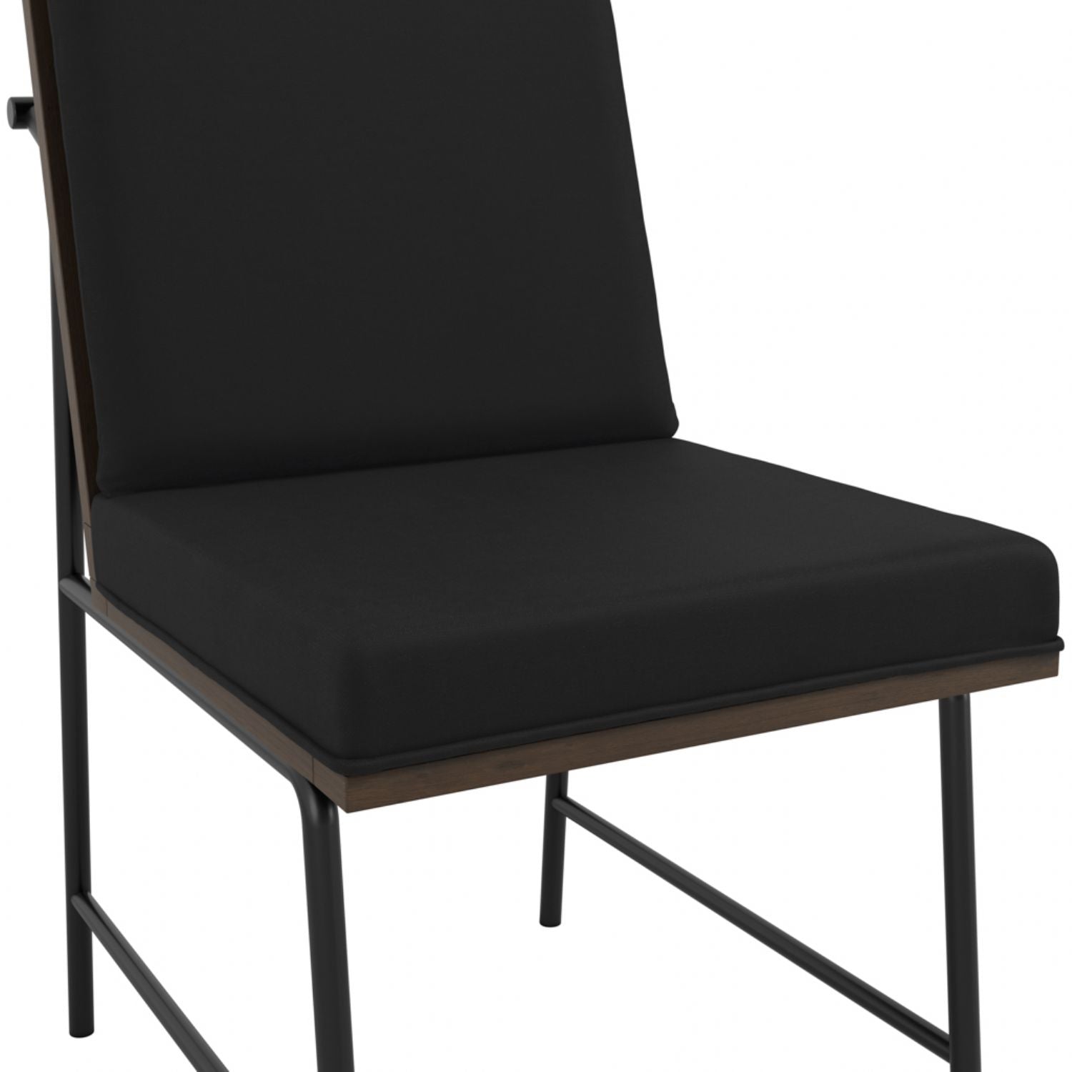 Black Dining Chair with Cushioned Seat and Slatted Back