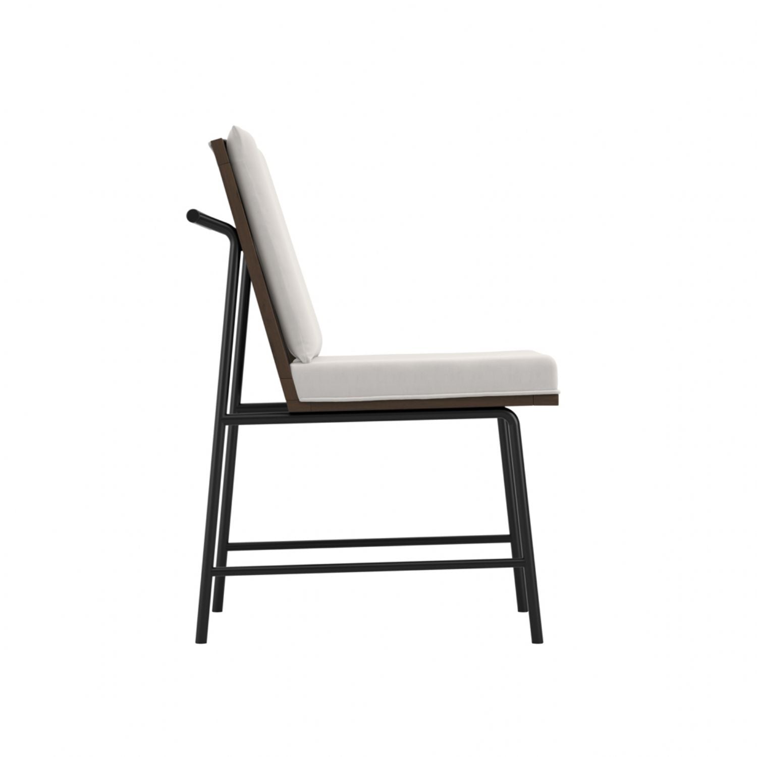 White Dining Chair with Cushioned Seat and Slatted Back