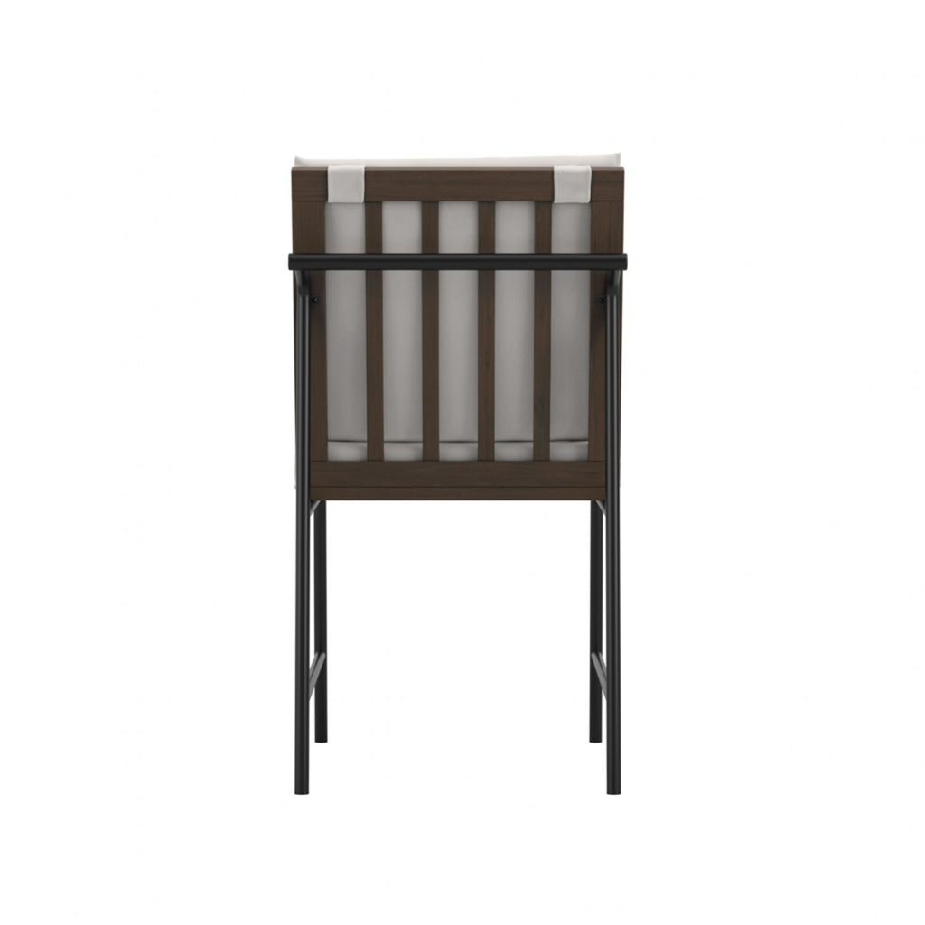 White Dining Chair with Cushioned Seat and Slatted Back