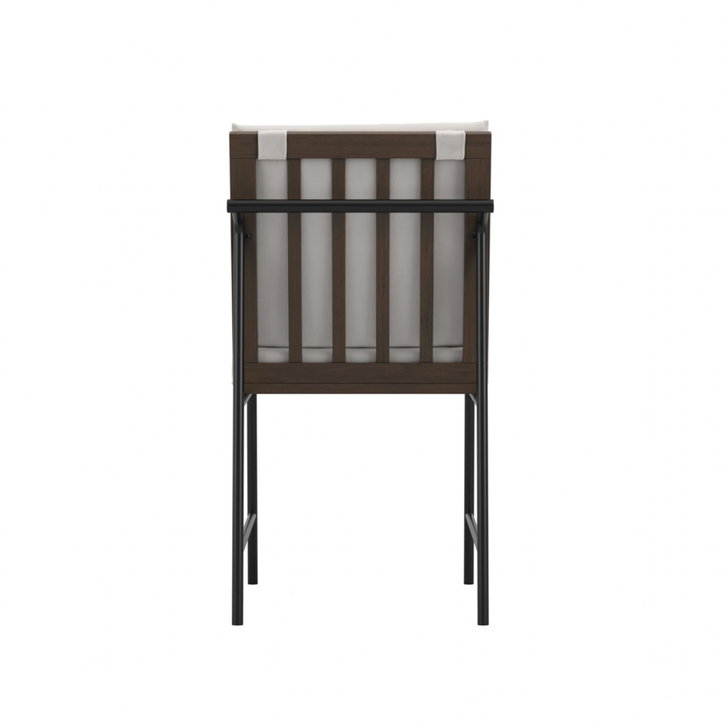 White Dining Chair with Cushioned Seat and Slatted Back