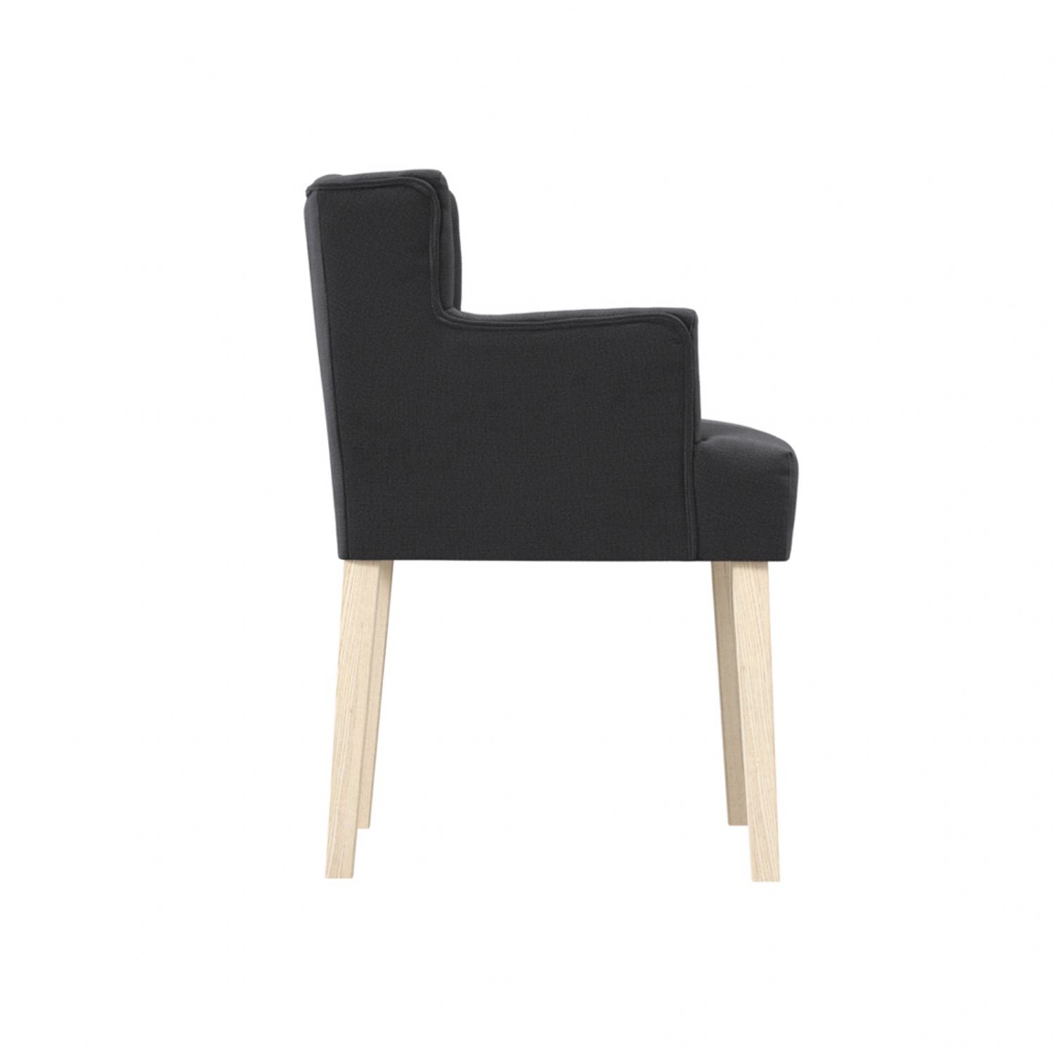 Modern Charcoal Linen Fabric Upholstered Winged Dining Chair with Arms