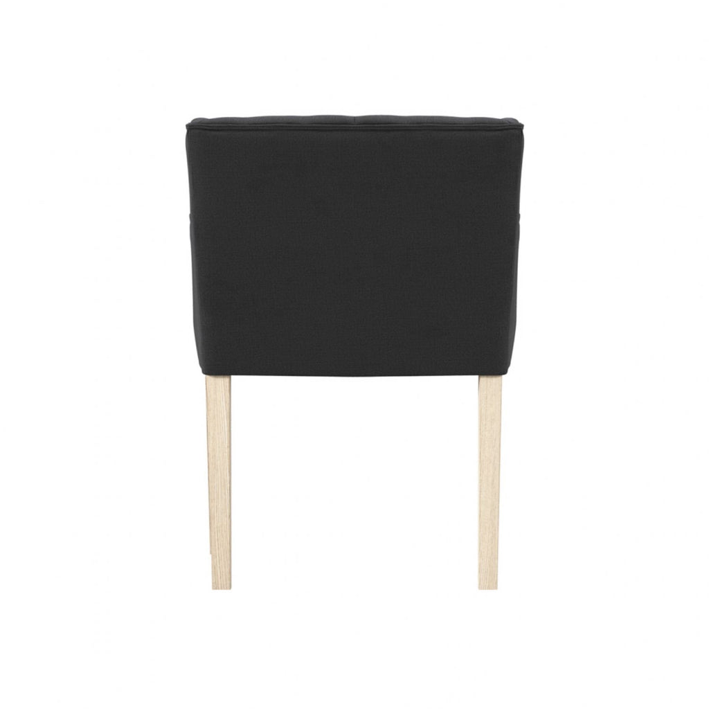 Modern Charcoal Linen Fabric Upholstered Winged Dining Chair with Arms