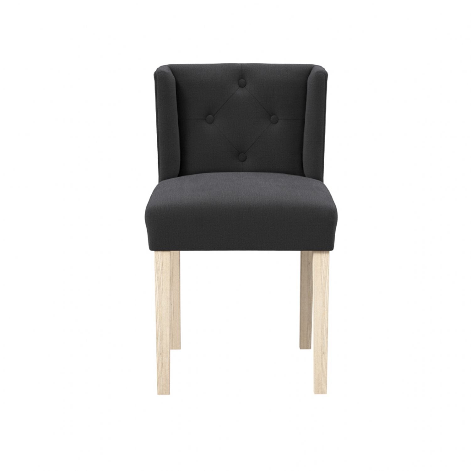 Modern Charcoal Linen Fabric Upholstered Winged Dining Chair