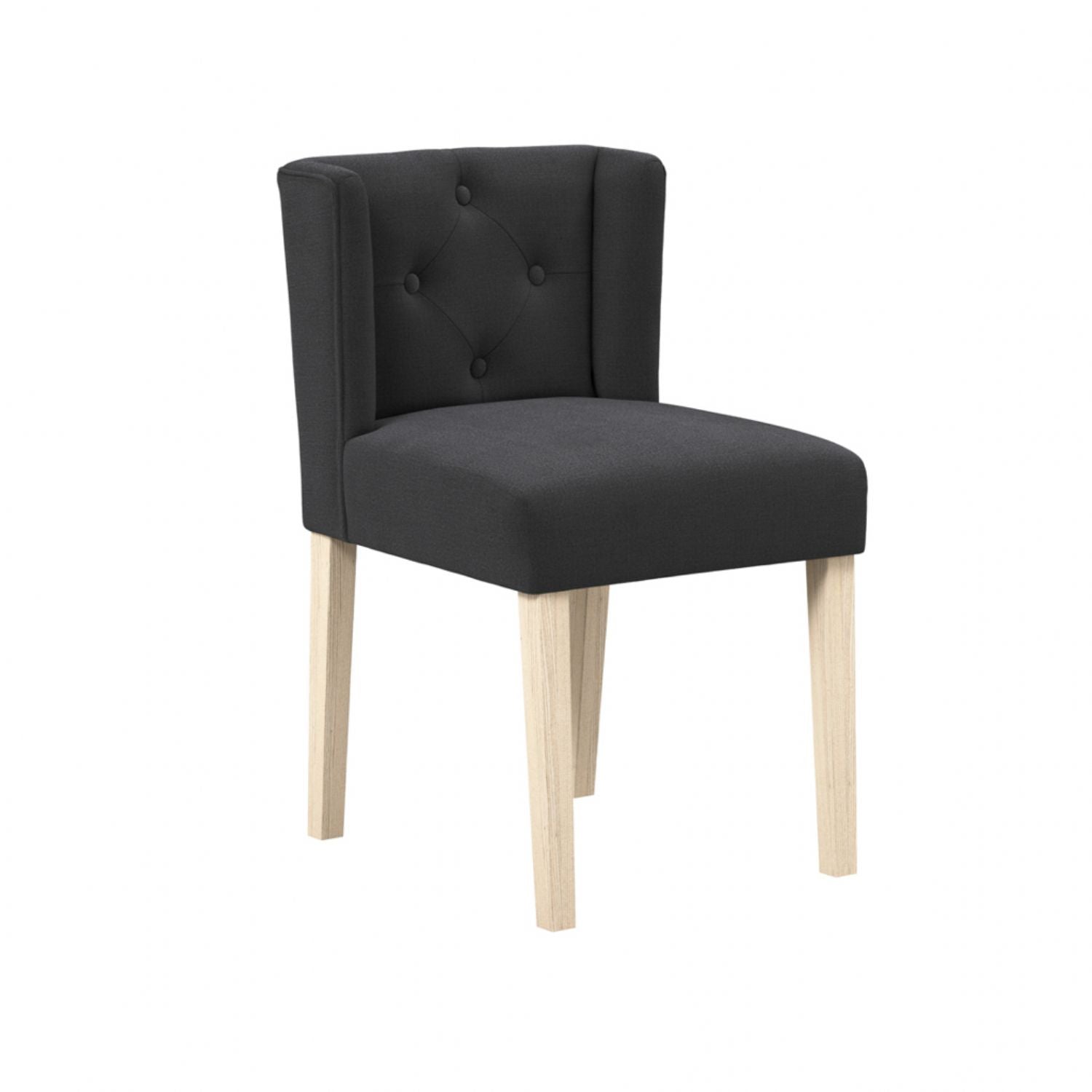 Modern Charcoal Linen Fabric Upholstered Winged Dining Chair