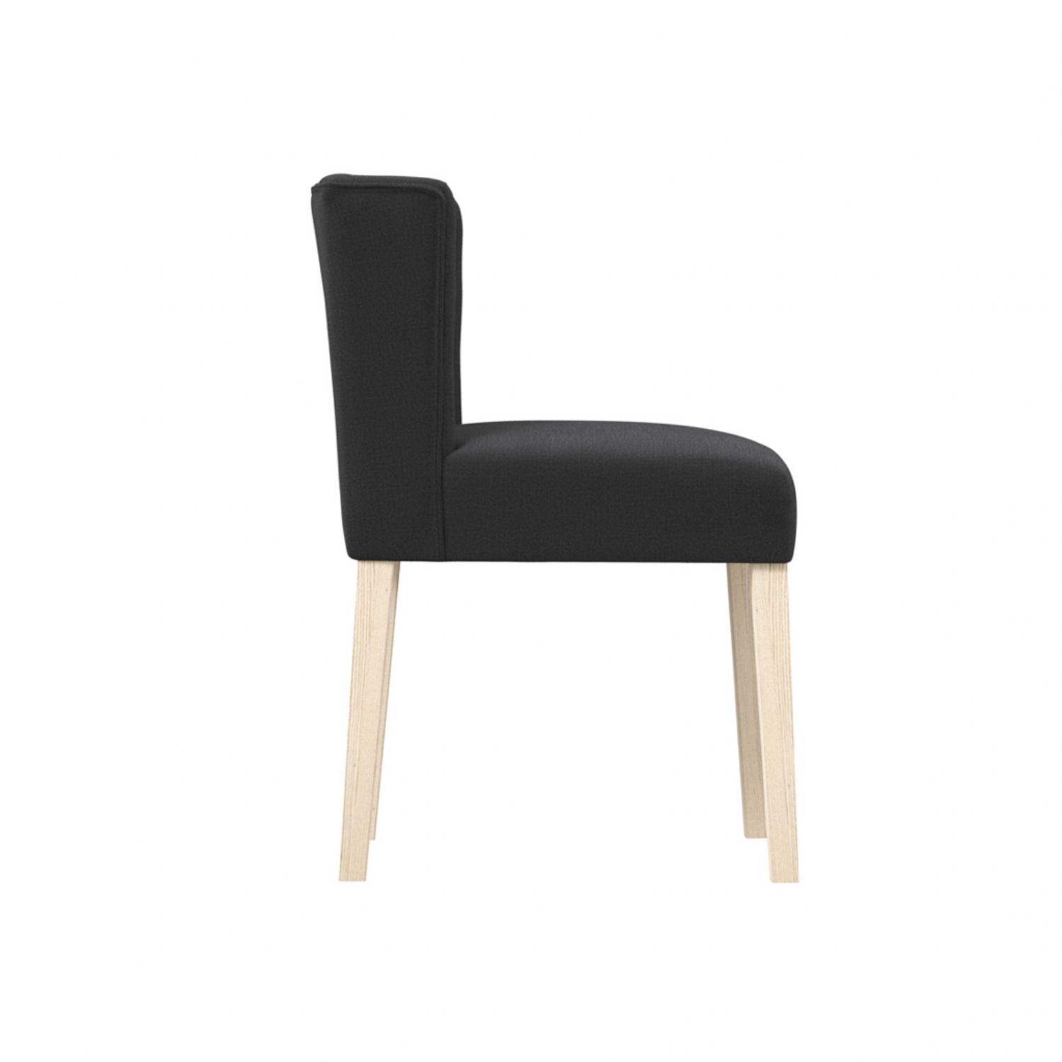 Modern Charcoal Linen Fabric Upholstered Winged Dining Chair