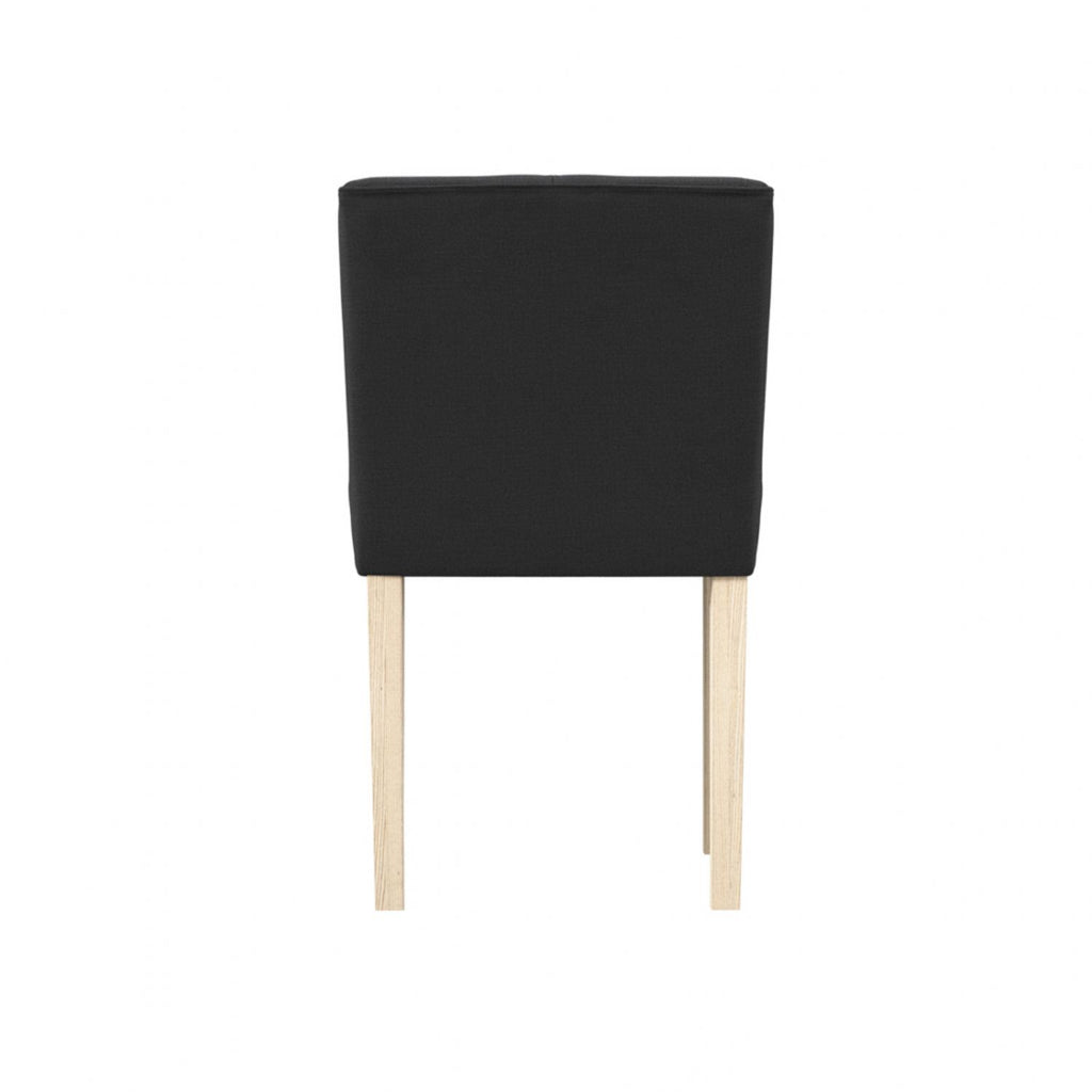 Modern Charcoal Linen Fabric Upholstered Winged Dining Chair