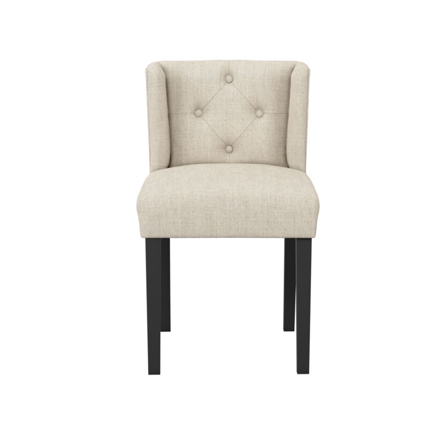 Modern Beige Linen Fabric Upholstered Winged Dining Chair