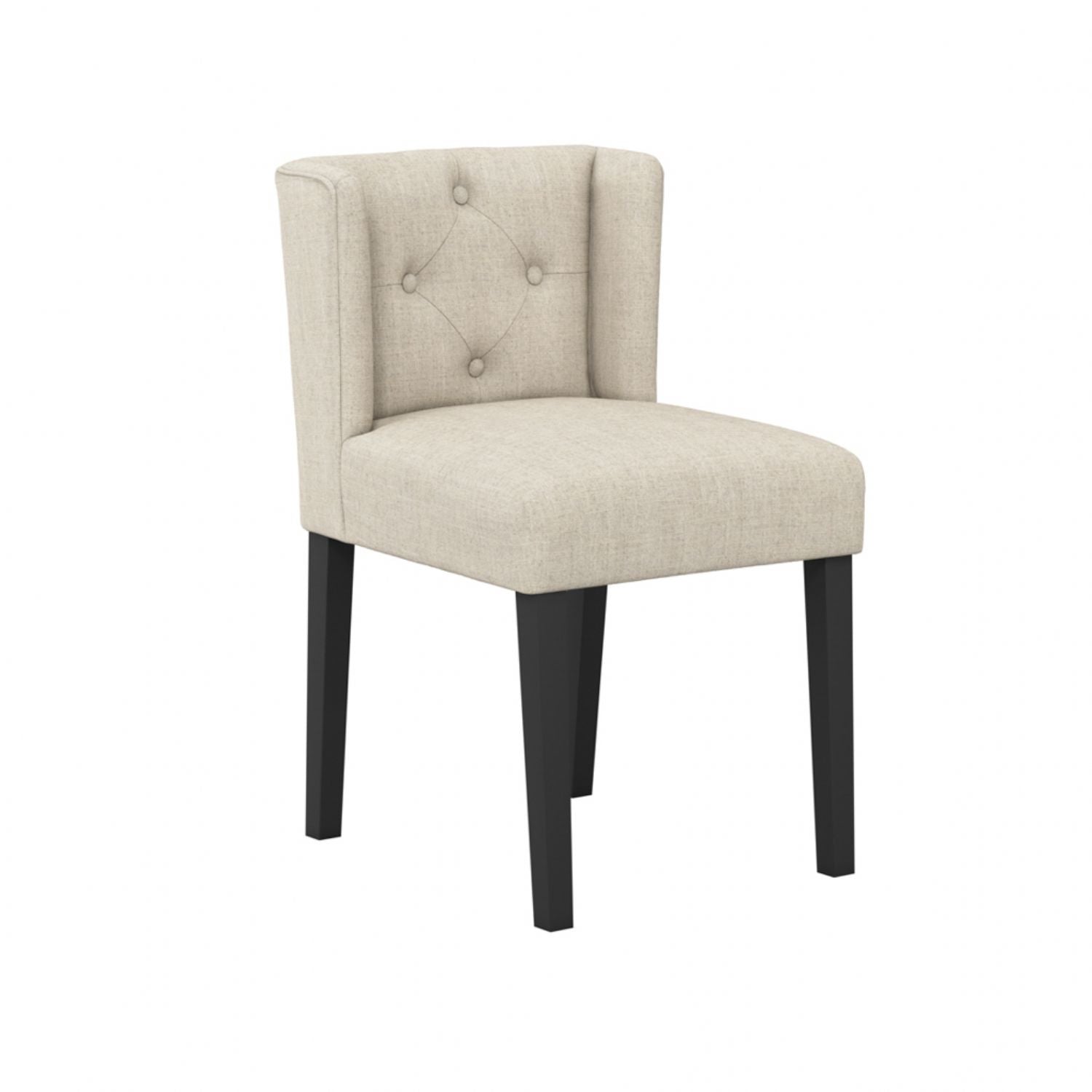 Modern Beige Linen Fabric Upholstered Winged Dining Chair