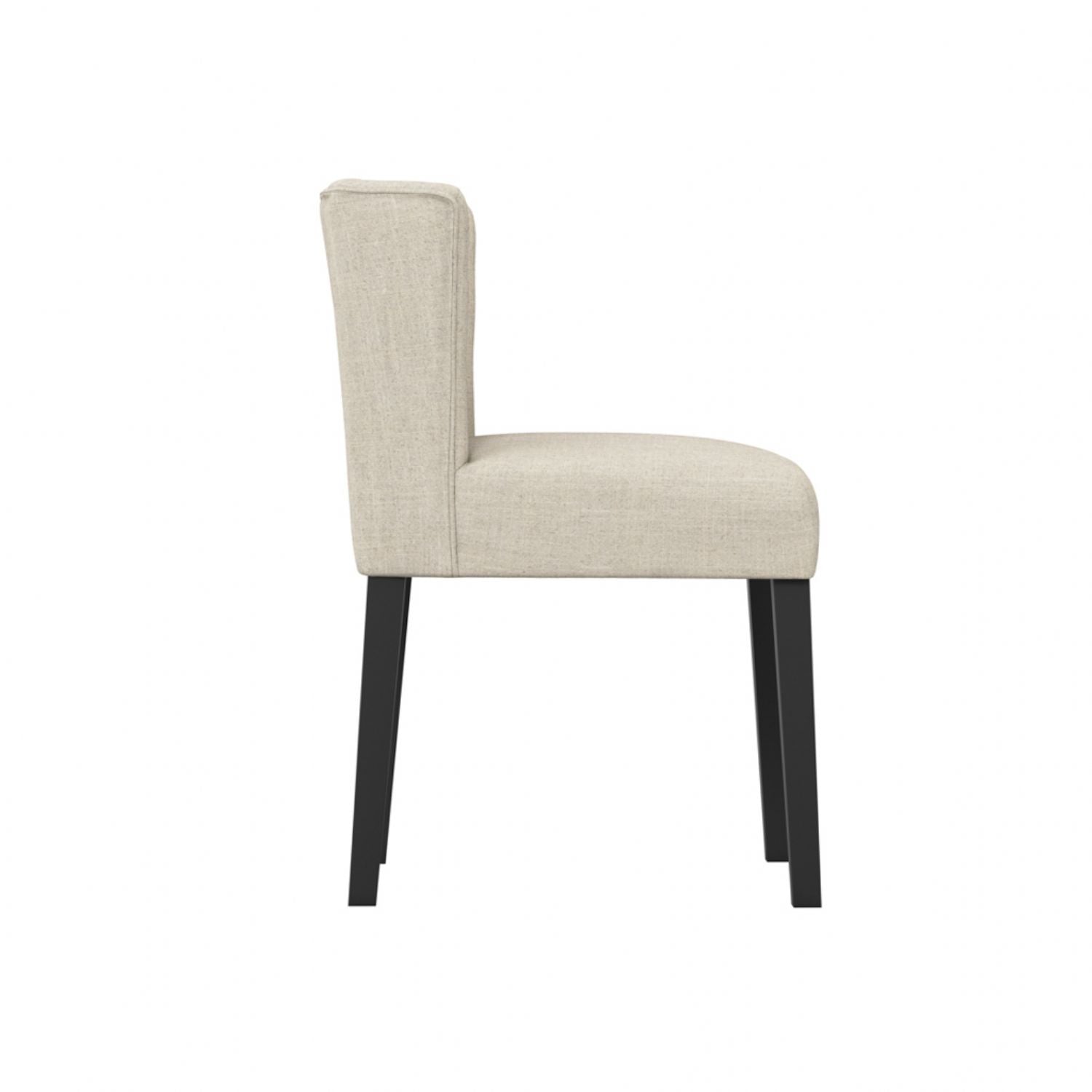 Modern Beige Linen Fabric Upholstered Winged Dining Chair