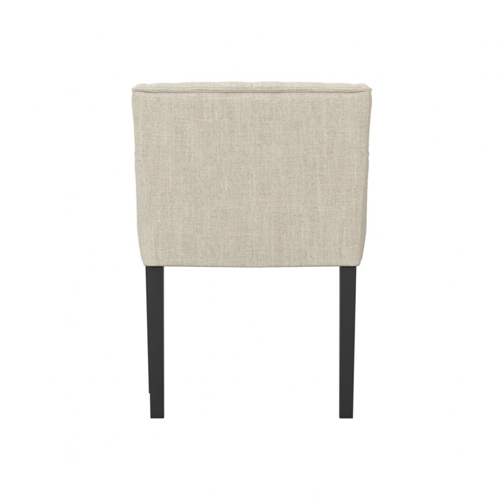 Modern Beige Linen Fabric Upholstered Winged Dining Chair with Arms