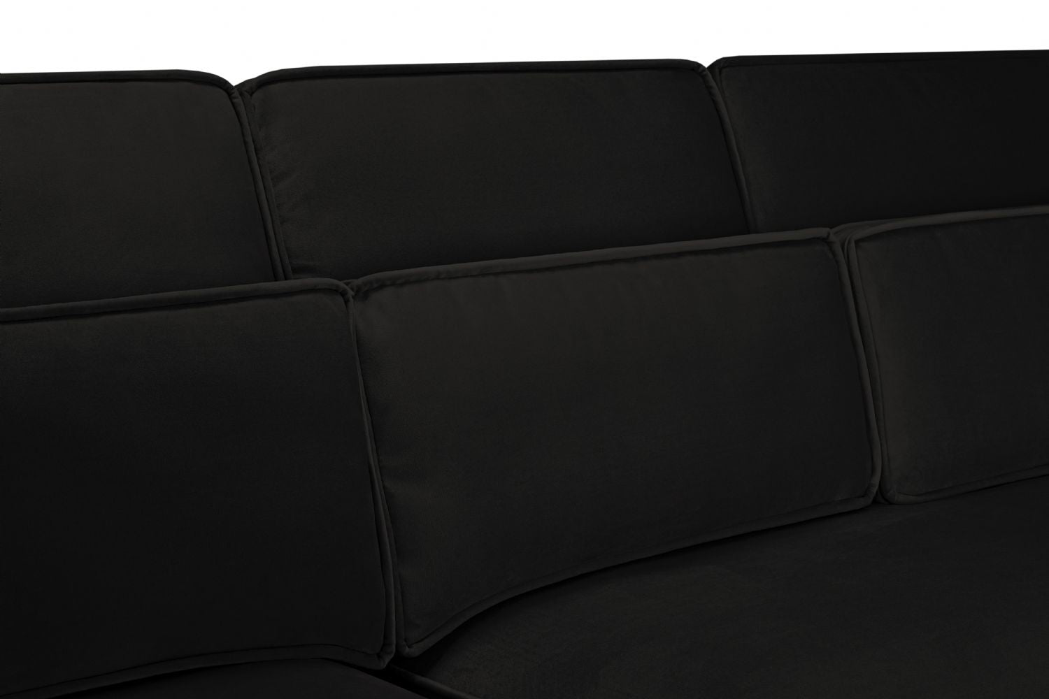 Black Fabric U Shape Corner Sofa with Bolster Cushions
