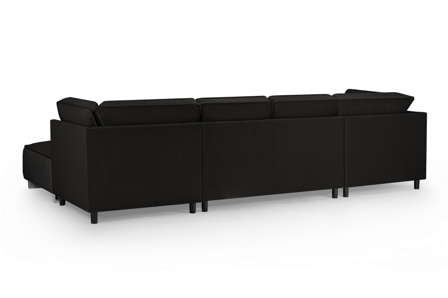 Black Fabric U Shape Corner Sofa with Bolster Cushions