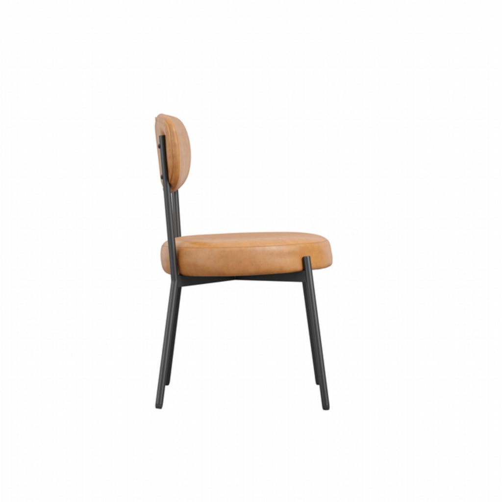 Caramel Leather Effect Industrial Dining Chair