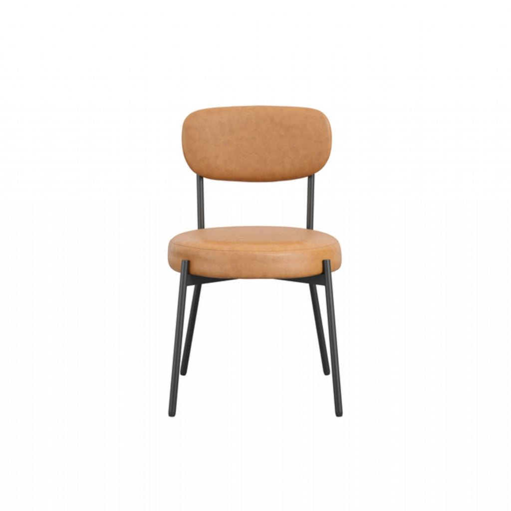Caramel Leather Effect Industrial Dining Chair