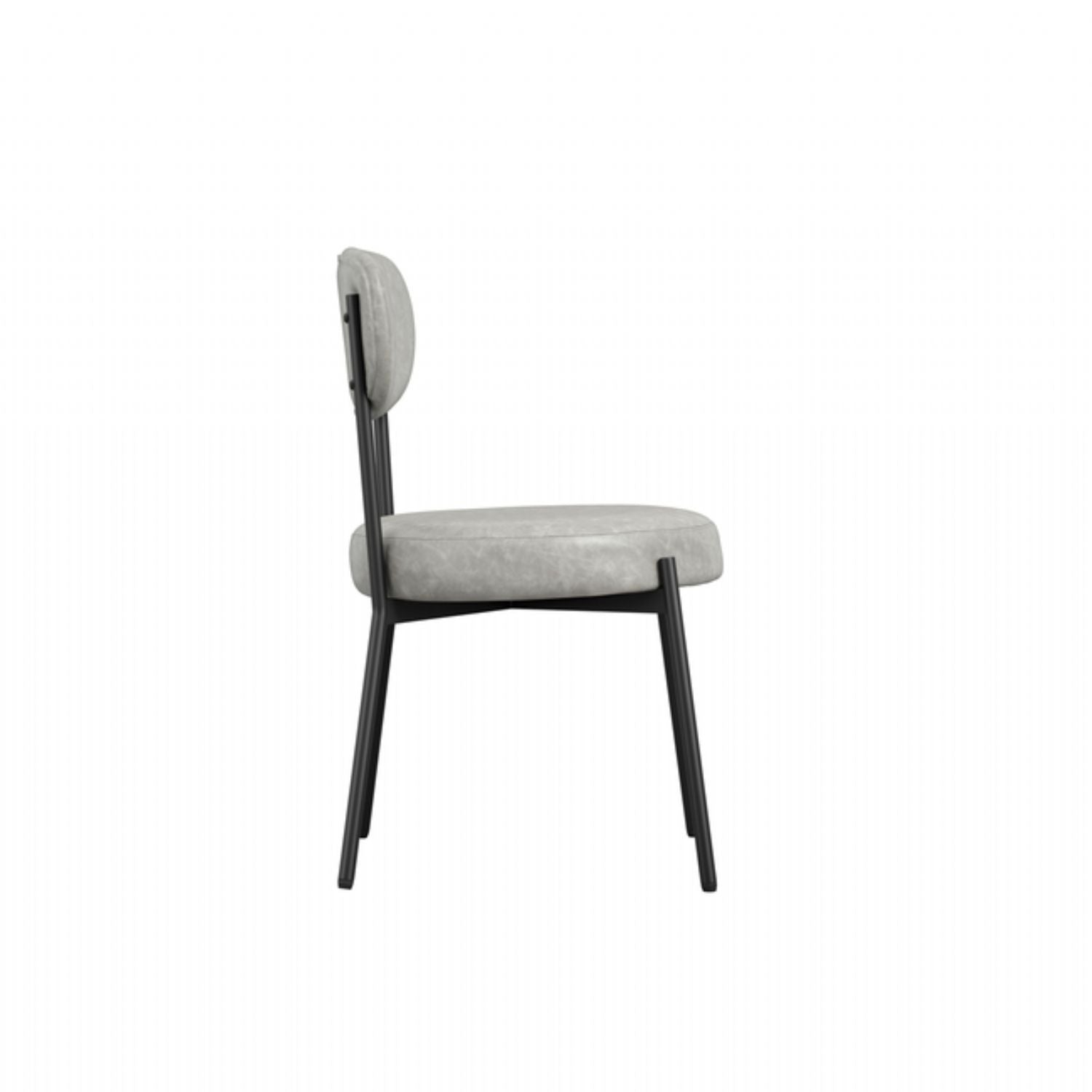 Graphite Grey Leather Dining Chair Black Metal Legs