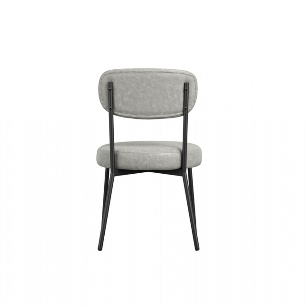 Graphite Grey Leather Dining Chair Black Metal Legs
