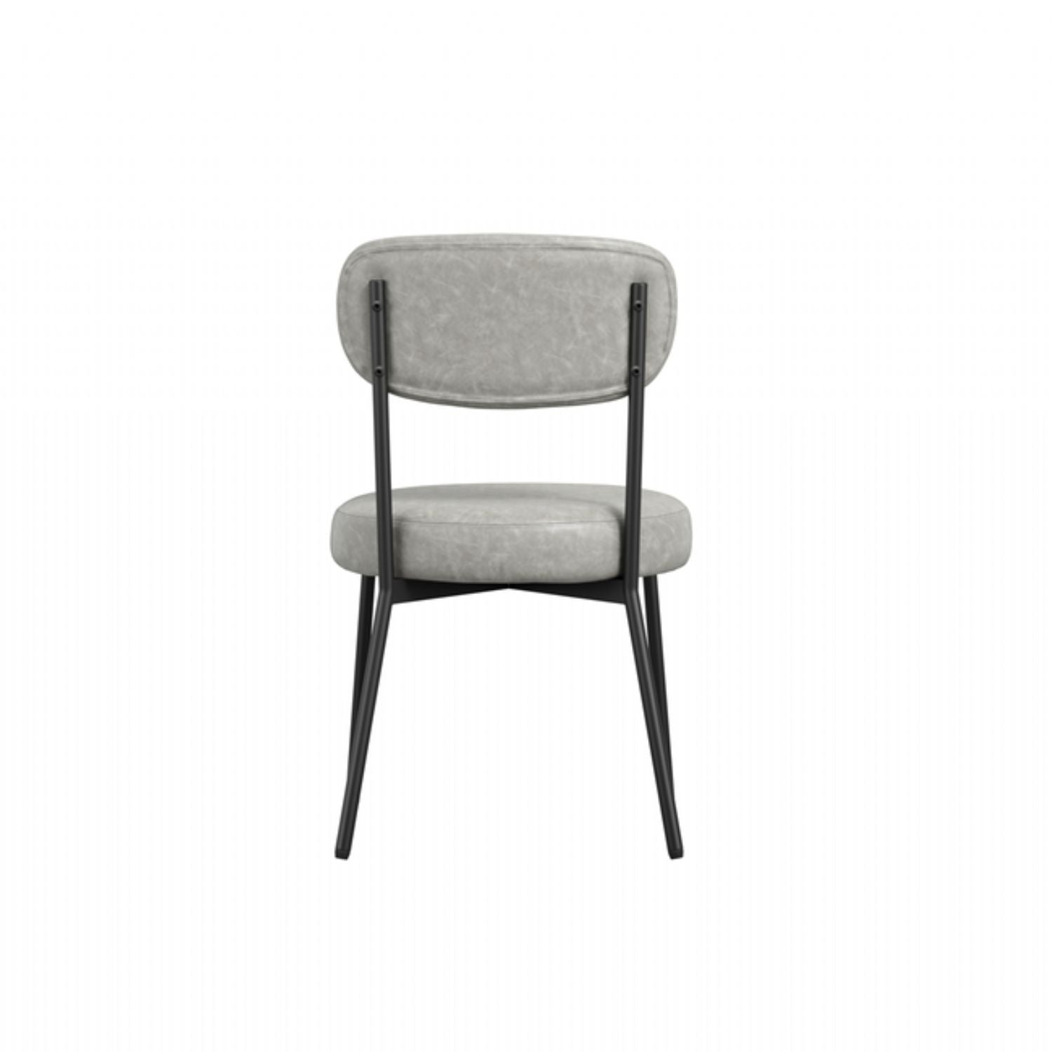 Graphite Grey Leather Dining Chair Black Metal Legs