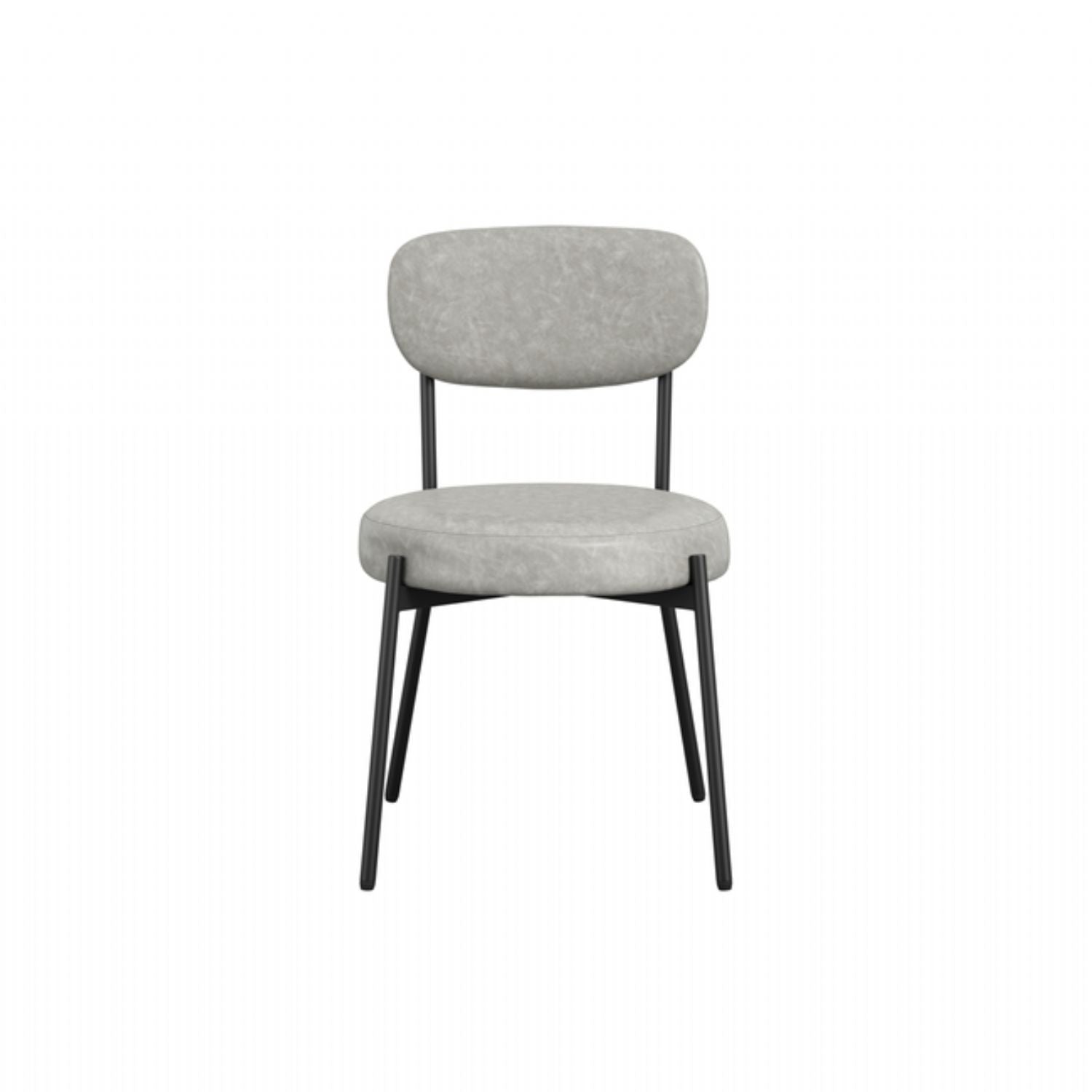 Graphite Grey Leather Dining Chair Black Metal Legs