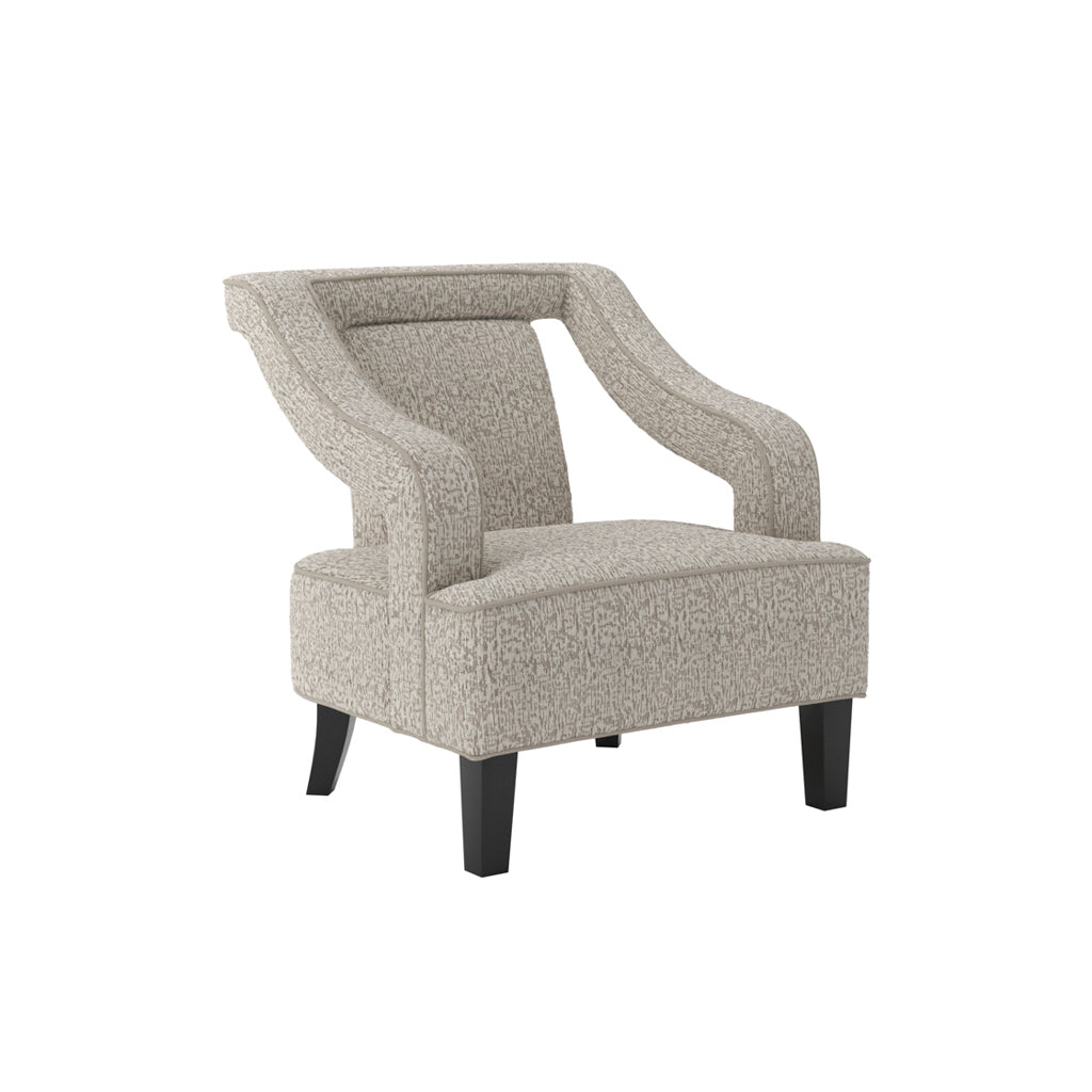 Beige Fabric Armchair with Black Wooden Legs