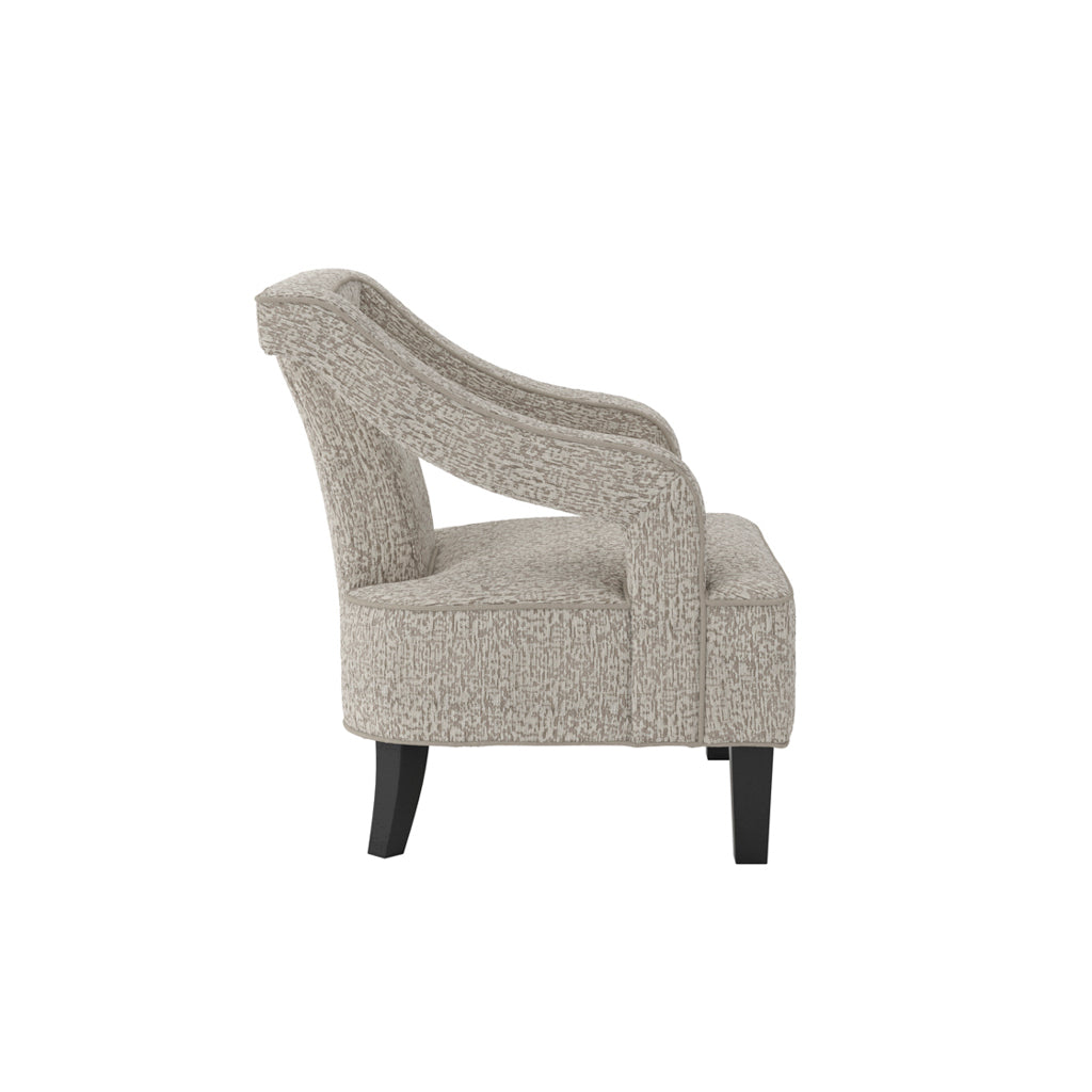 Beige Fabric Armchair with Black Wooden Legs