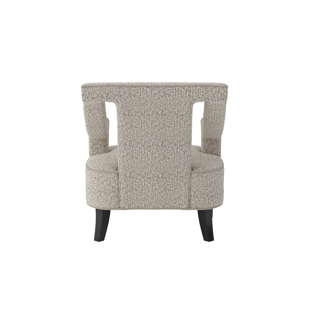 Beige Fabric Armchair with Black Wooden Legs