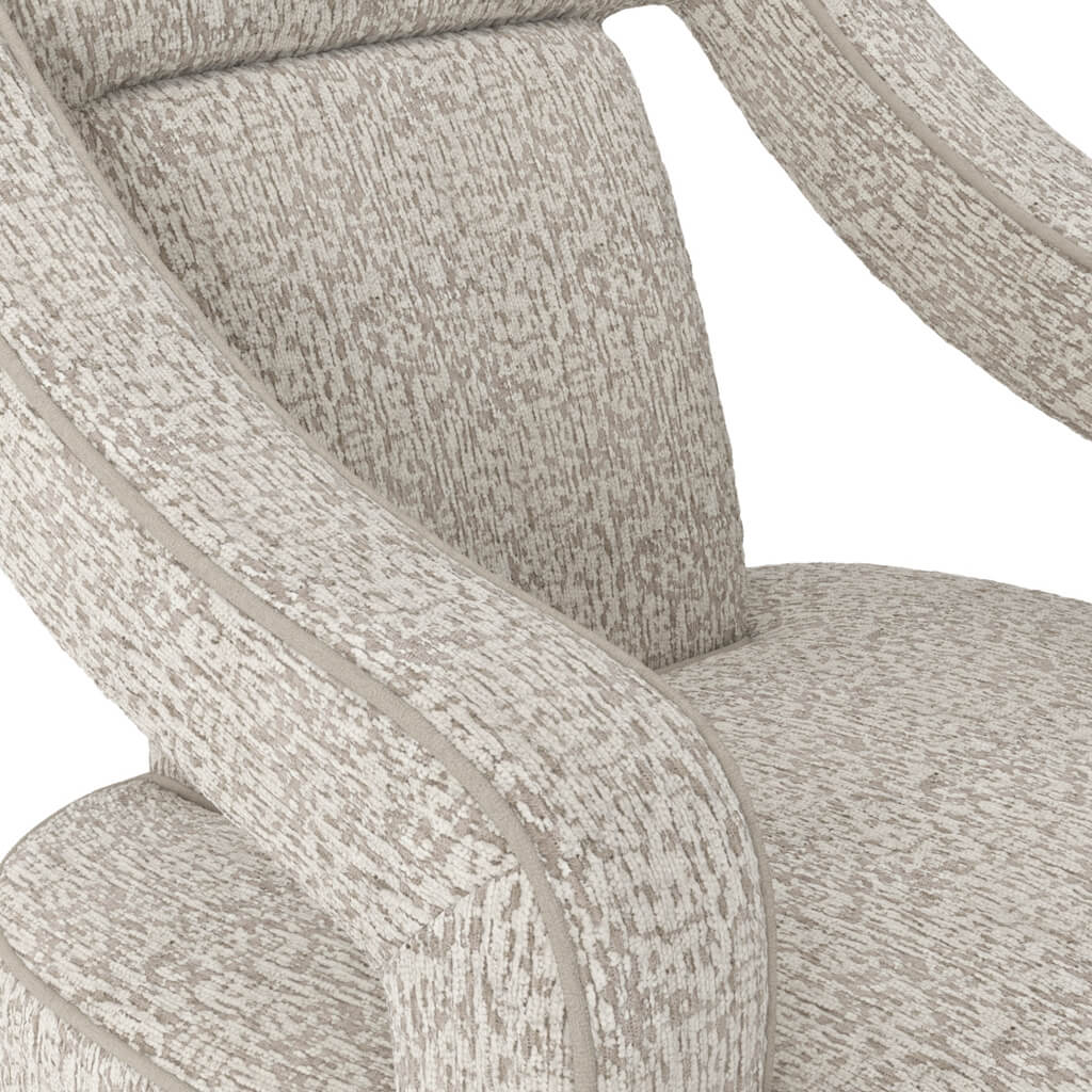 Beige Fabric Armchair with Black Wooden Legs