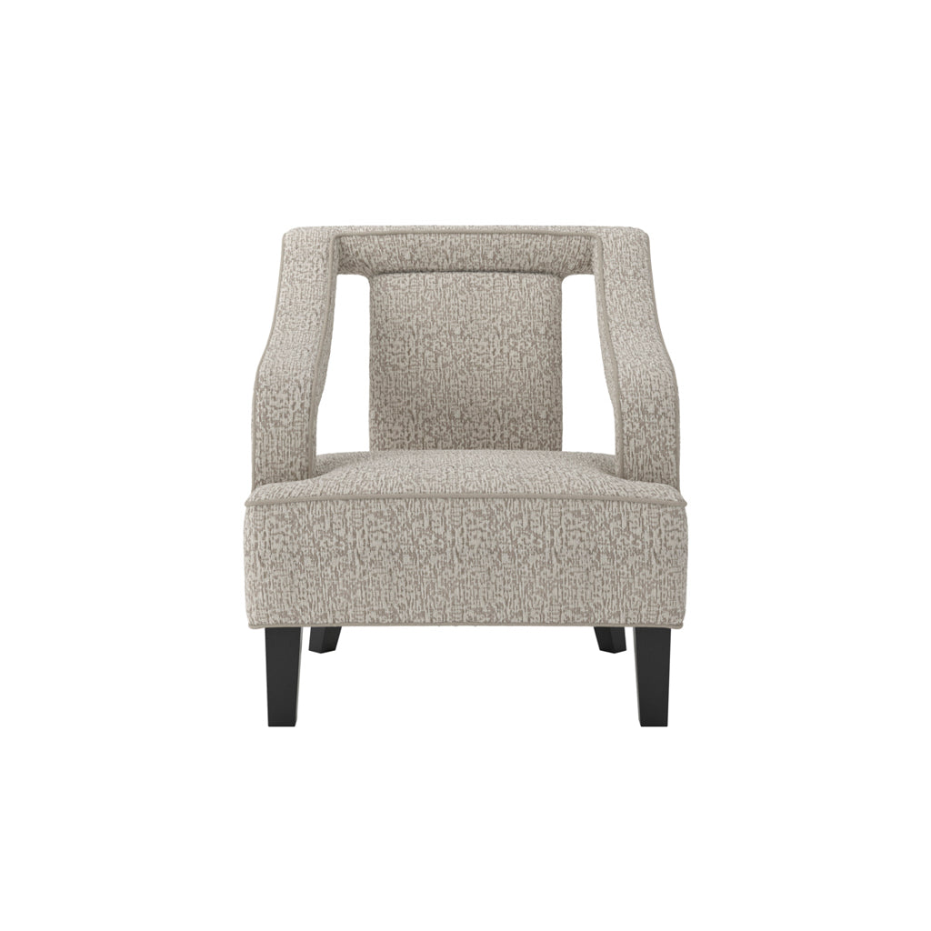 Beige Fabric Armchair with Black Wooden Legs