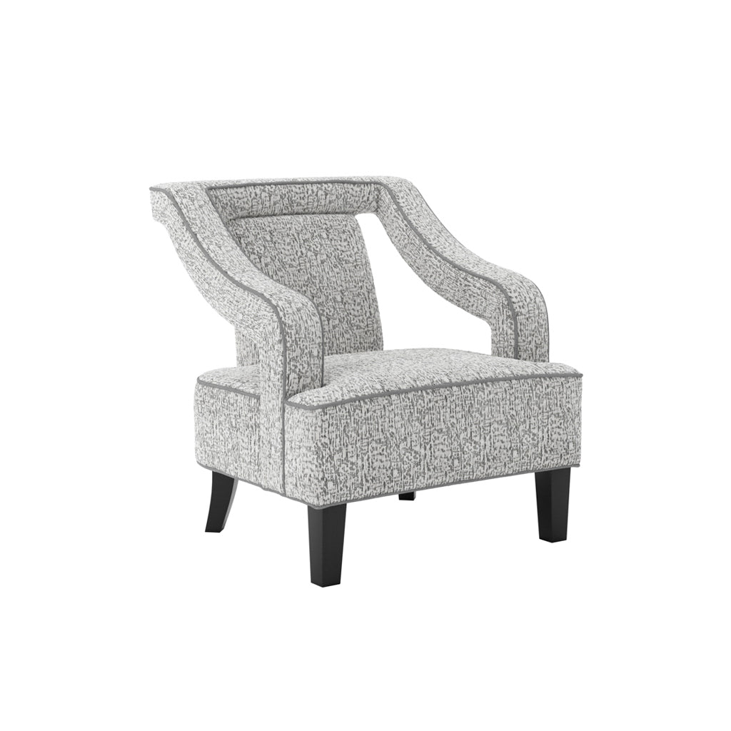 Elephant Grey Textured Fabric Armchair Black Wooden Legs