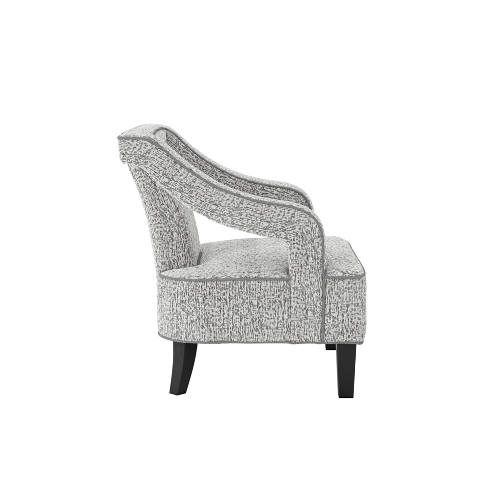 Elephant Grey Textured Fabric Armchair Black Wooden Legs