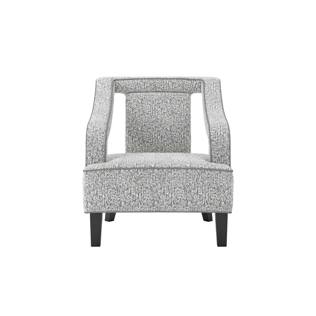 Elephant Grey Textured Fabric Armchair Black Wooden Legs