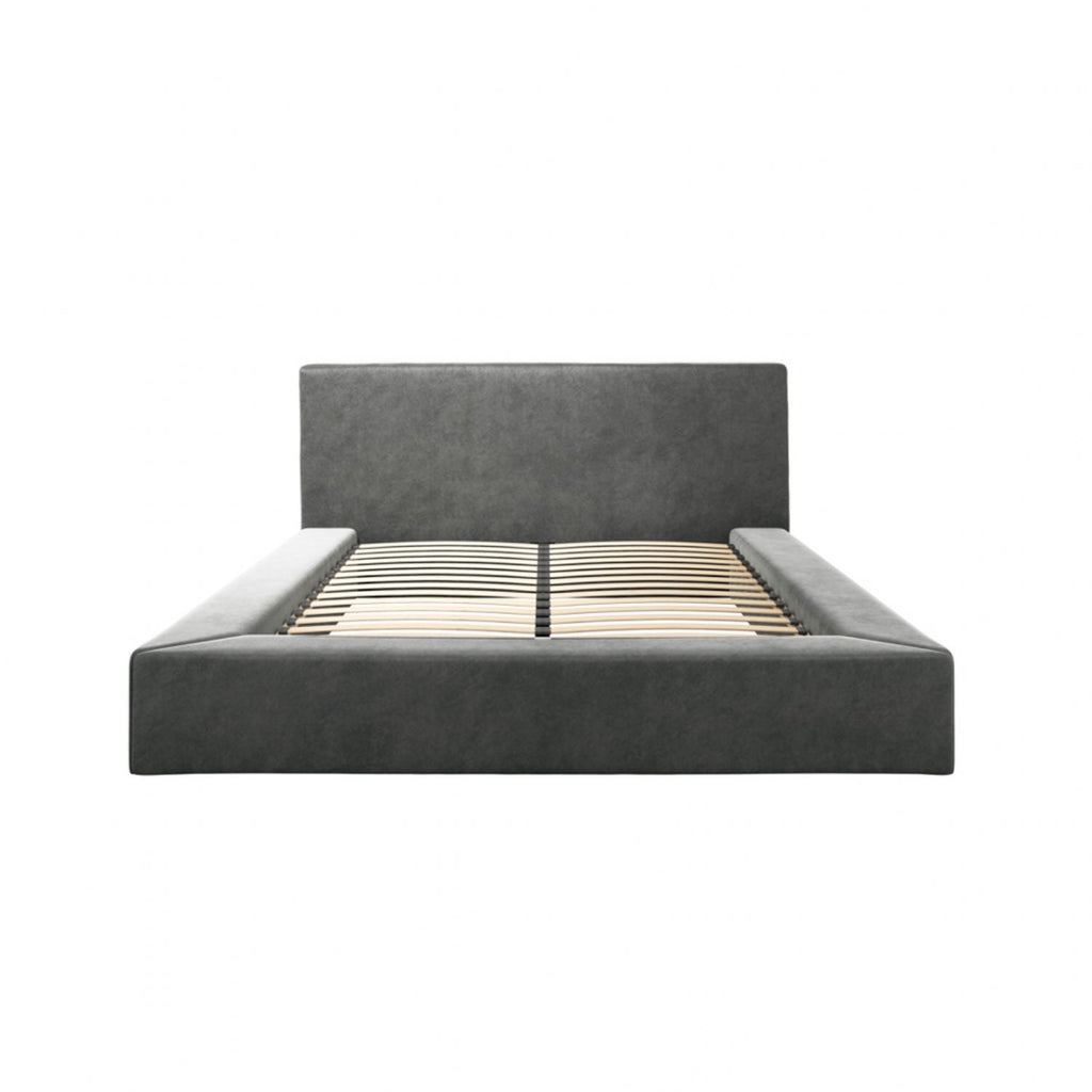 Grey Velvet Fabric Upholstery Double 135cm 4ft6 Bed