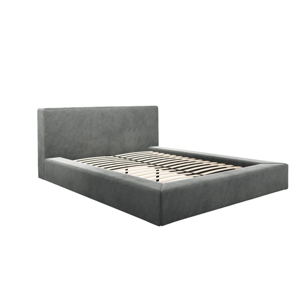 Grey Velvet Fabric Upholstery Double 135cm 4ft6 Bed