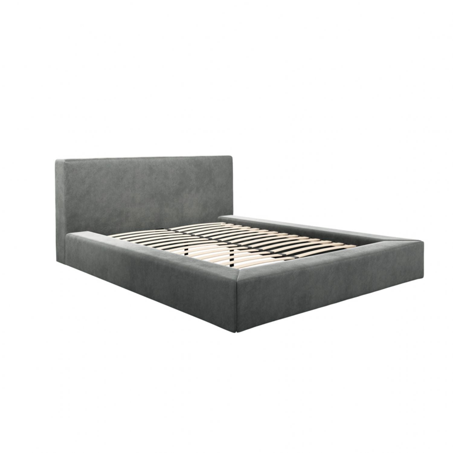 Grey Velvet Fabric Upholstery Double 135cm 4ft6 Bed