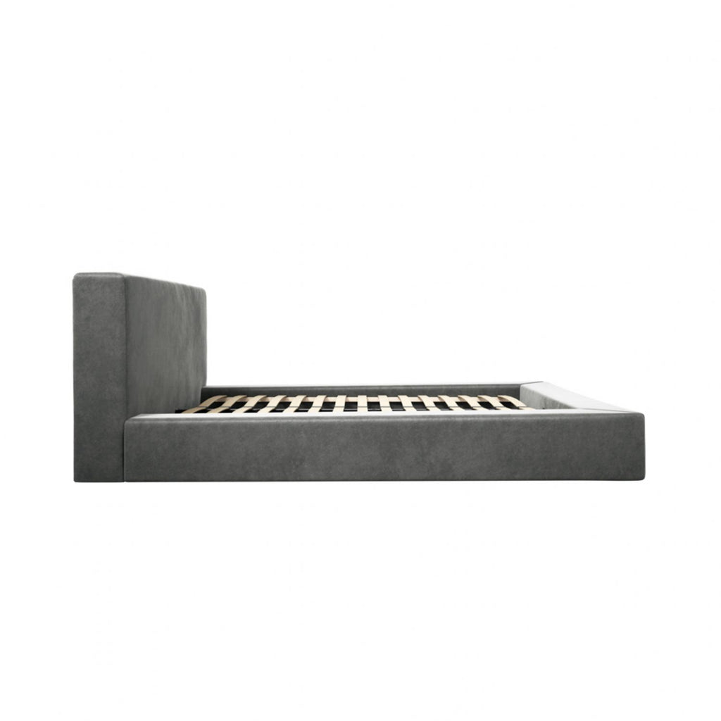 Grey Velvet Fabric Upholstery Double 135cm 4ft6 Bed