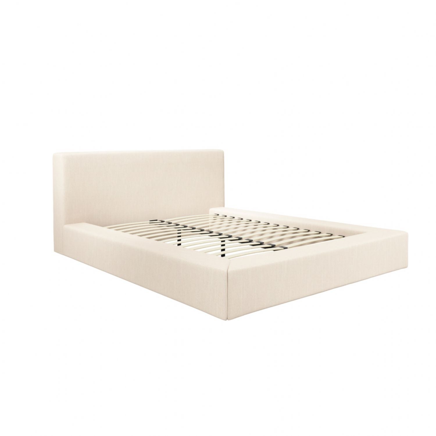 White Clay Fabric 4ft6in Double Bed with Sprung Slats
