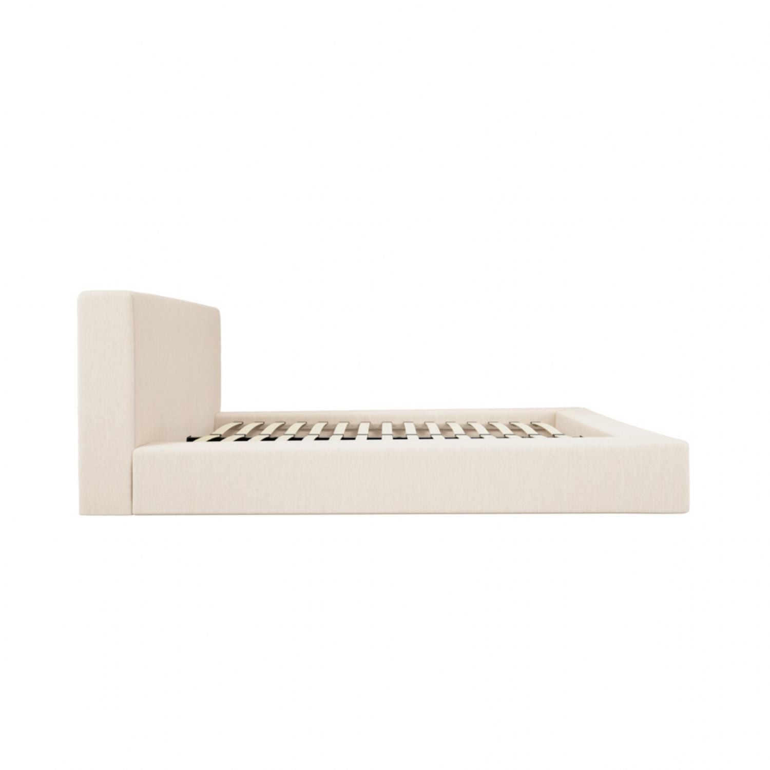 White Clay Fabric 4ft6in Double Bed with Sprung Slats
