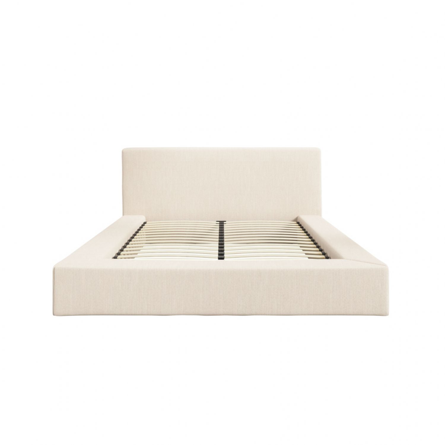 White Clay Fabric 5ft King Size Bed with Sprung Slats