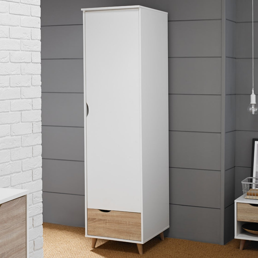 Stockholm 1 Door Wardrobe White oak