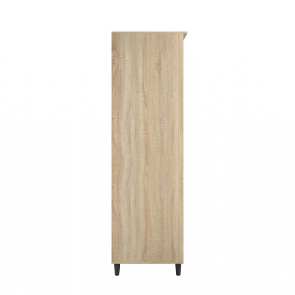 Light Oak Chevron 2 Door 2 Drawer Double Wardrobe with Matte Black Legs