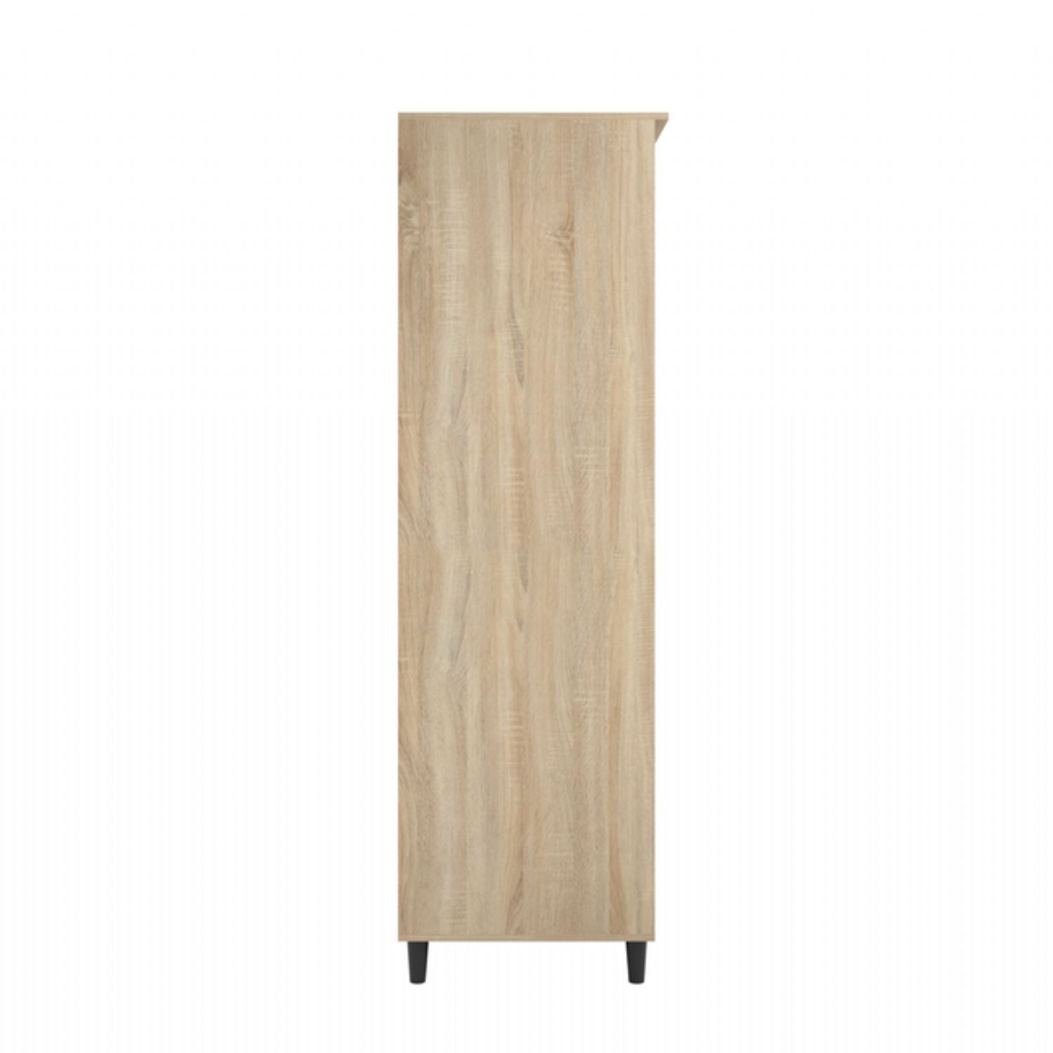 Light Oak Chevron 2 Door 2 Drawer Double Wardrobe with Matte Black Legs